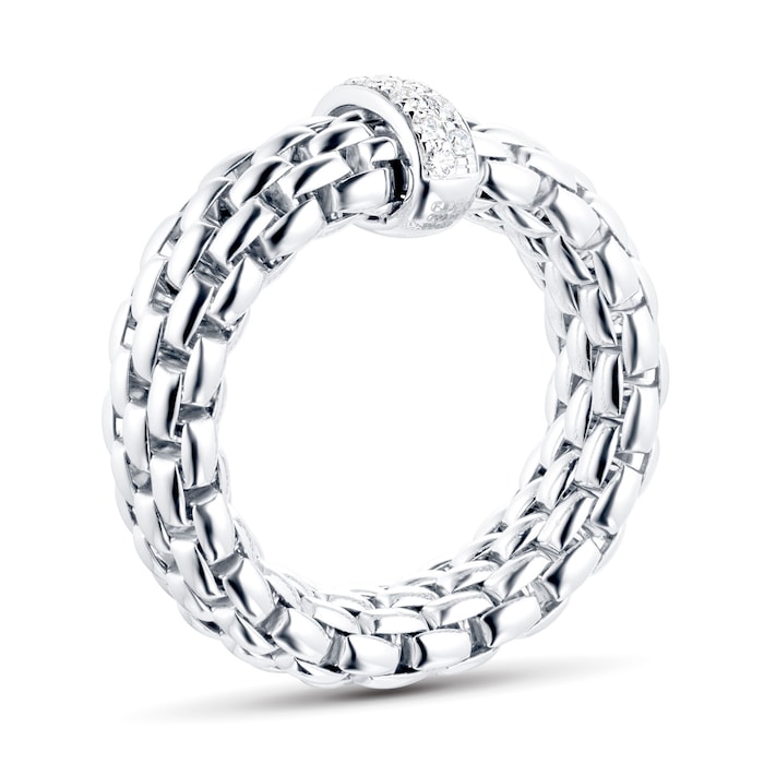FOPE 18ct White Gold Vendome Flex'It 0.10ct Diamond Ring - Ring Size Medium