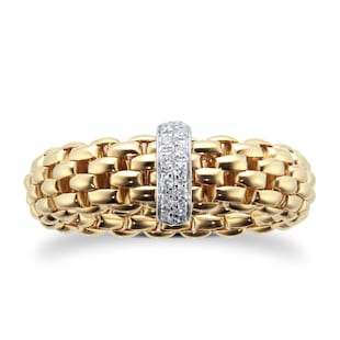 FOPE 18ct Yellow Gold Vendome Flex'It 0.10ct Diamond Ring - Ring Size M