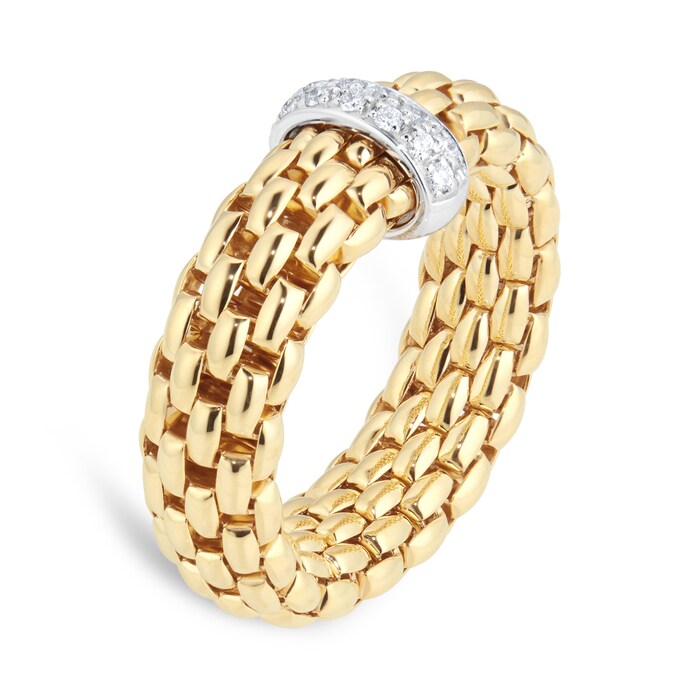 FOPE 18ct Yellow Gold Vendome Flex'It 0.10ct Diamond Ring - Ring Size M