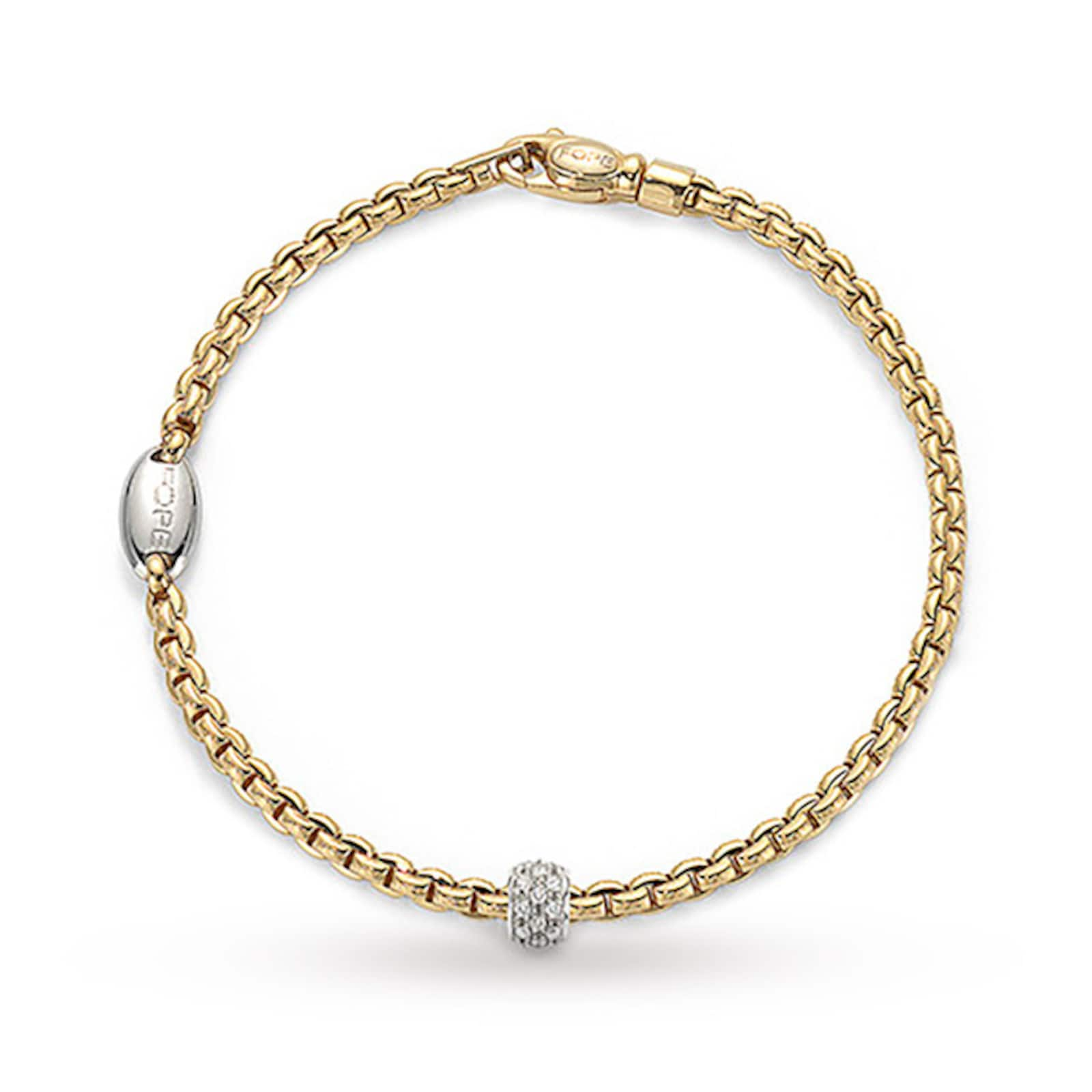 FOPE 18ct Yellow Gold Eka Tiny 0.19ct Diamond Pave Bracelet 730BPAVE ...