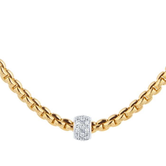 FOPE 18ct Yellow Gold Eka Tiny 0.19ct Diamond Pave Necklace