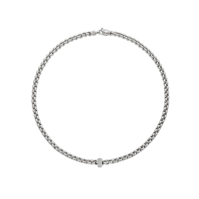 Fope 18k White Gold 0.19cttw Diamond EKA Tiny Necklace 24"