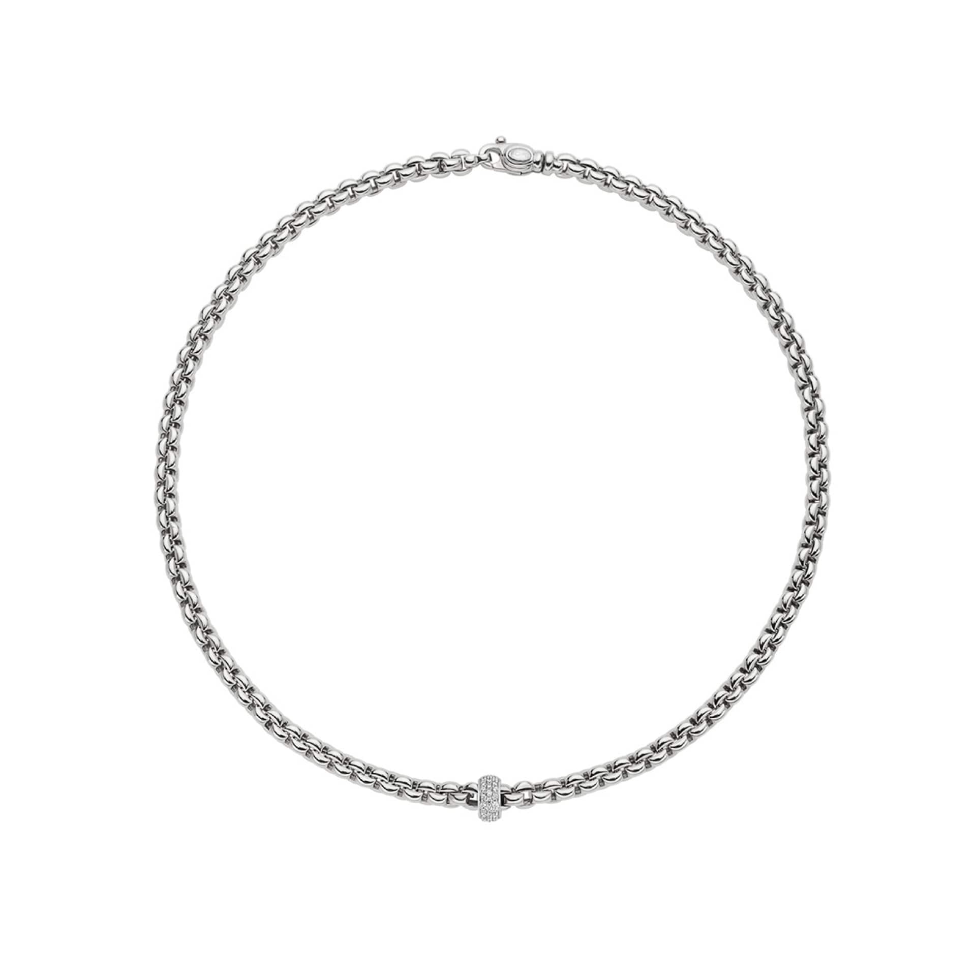 Fope 18k White Gold 0.19cttw Diamond EKA Tiny Necklace 24" Fope 18k White Gold 0.19cttw Diamond EKA Tiny Necklace 24"
