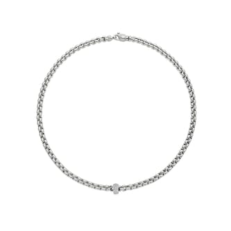 Fope 18k White Gold 0.19cttw Diamond EKA Tiny Necklace 24" Fope 18k White Gold 0.19cttw Diamond EKA Tiny Necklace 24"