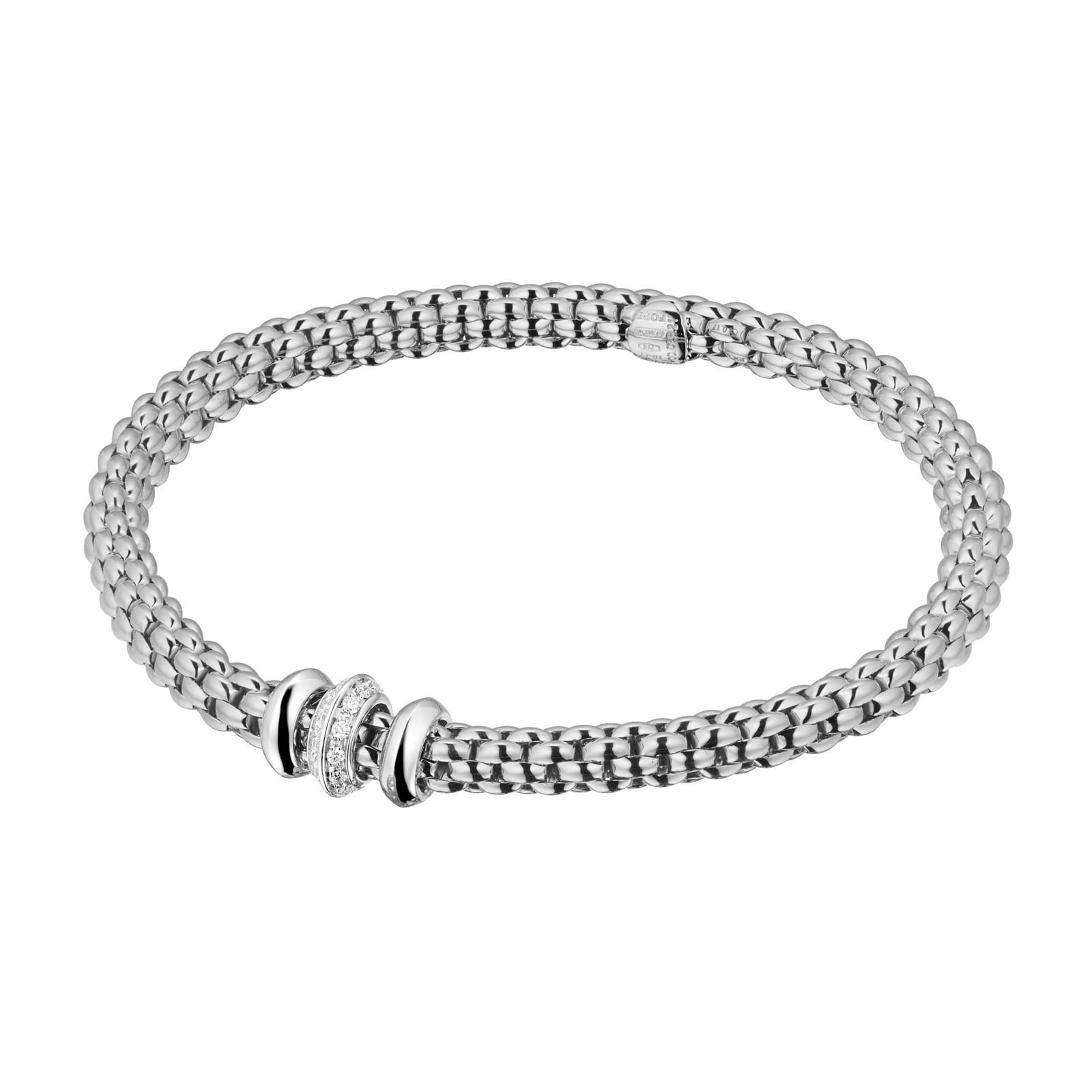 FOPE 18ct White Gold Solo Flex'It 0.17ct Diamond Bracelet