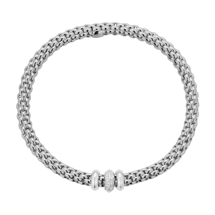 FOPE 18ct White Gold Solo Flex'It 0.17ct Diamond Bracelet