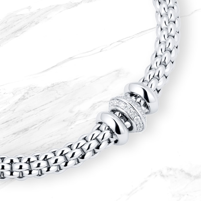 FOPE 18ct White Gold Solo Flex'It 0.17ct Diamond Bracelet