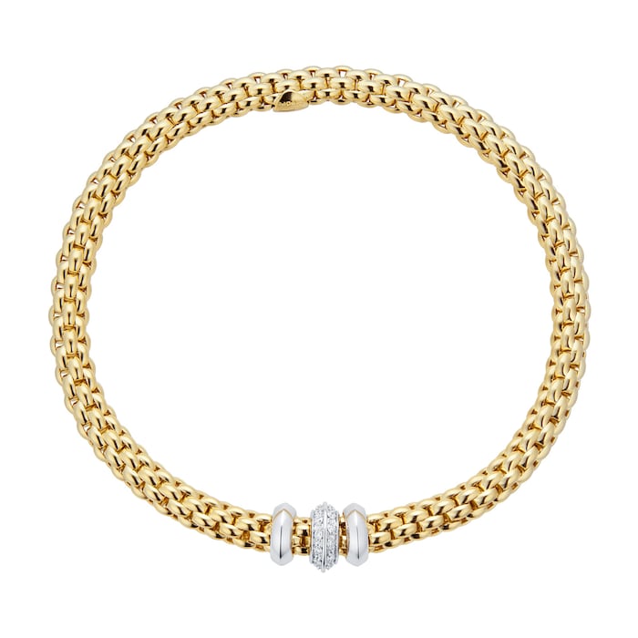 FOPE 18ct Yellow Gold Solo Flex'It 0.17ct Diamond Bracelet