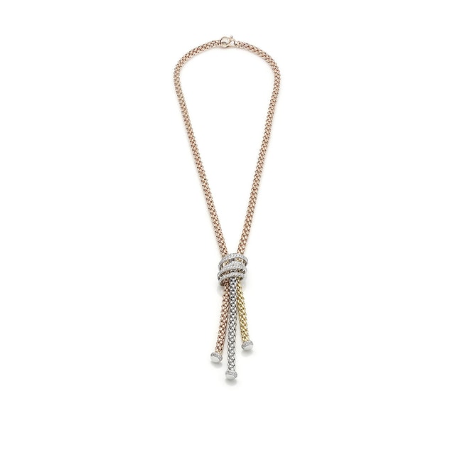 FOPE 18ct Three Colour Solo Mialuce 0.43ct Diamond Tassel Necklace