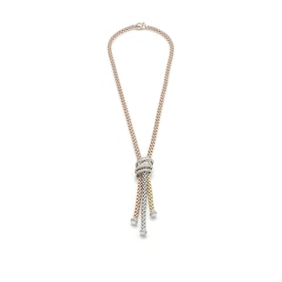 FOPE 18ct Three Colour Solo Mialuce 0.43ct Diamond Tassel Necklace