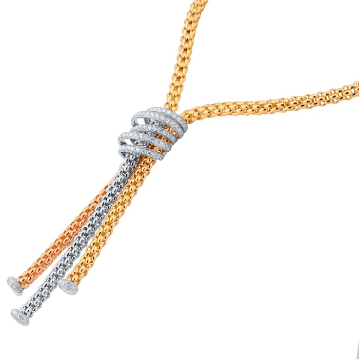 FOPE 18ct Three Colour Solo Mialuce 0.43ct Diamond Tassel Necklace