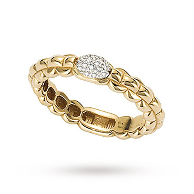 Fope 18ct Yellow Gold Eka Tiny 0.10ct Pave Diamond Ring