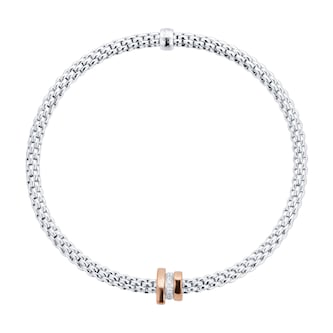FOPE 18ct White Gold Flex'it Prima 0.10cttw Diamond Bracelet