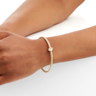 FOPE 18ct Yellow Gold Flex'it Prima 0.10cttw Diamond Bracelet