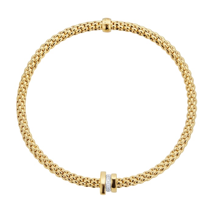 FOPE 18ct Yellow Gold Flex'it Prima 0.10cttw Diamond Bracelet