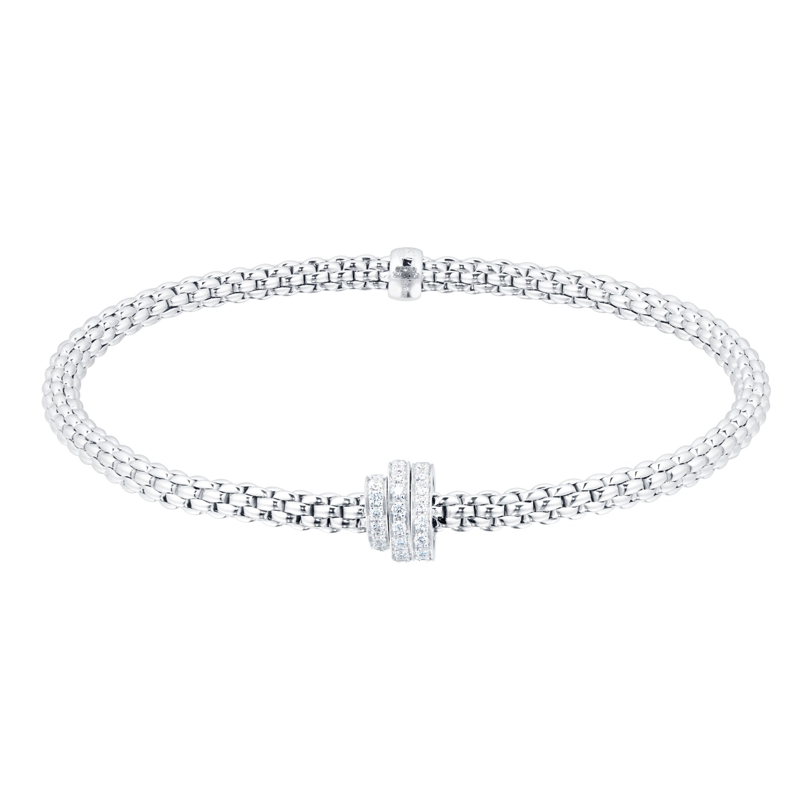 FOPE 18ct White Gold Pave Flex'it Prima Bracelet 744B PAVEM W | Mappin ...