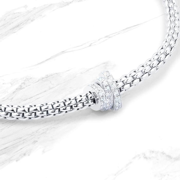 FOPE 18ct White Gold Pave Flex'it Prima 0.31cttw Diamond Bracelet