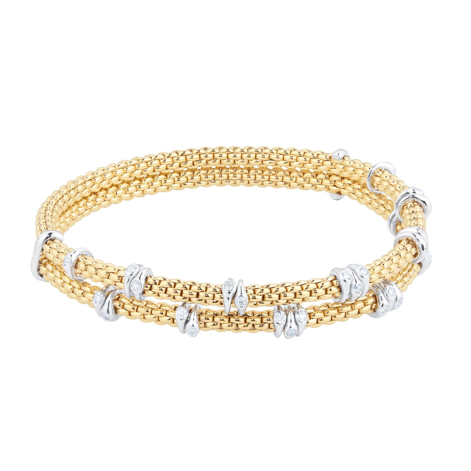 FOPE 18ct Yellow Gold Flex'it Prima Eyes Double 0.37cttw Diamond Bracelet FOPE 18ct Yellow Gold Flex'it Prima Eyes Double 0.37cttw Diamond Bracelet