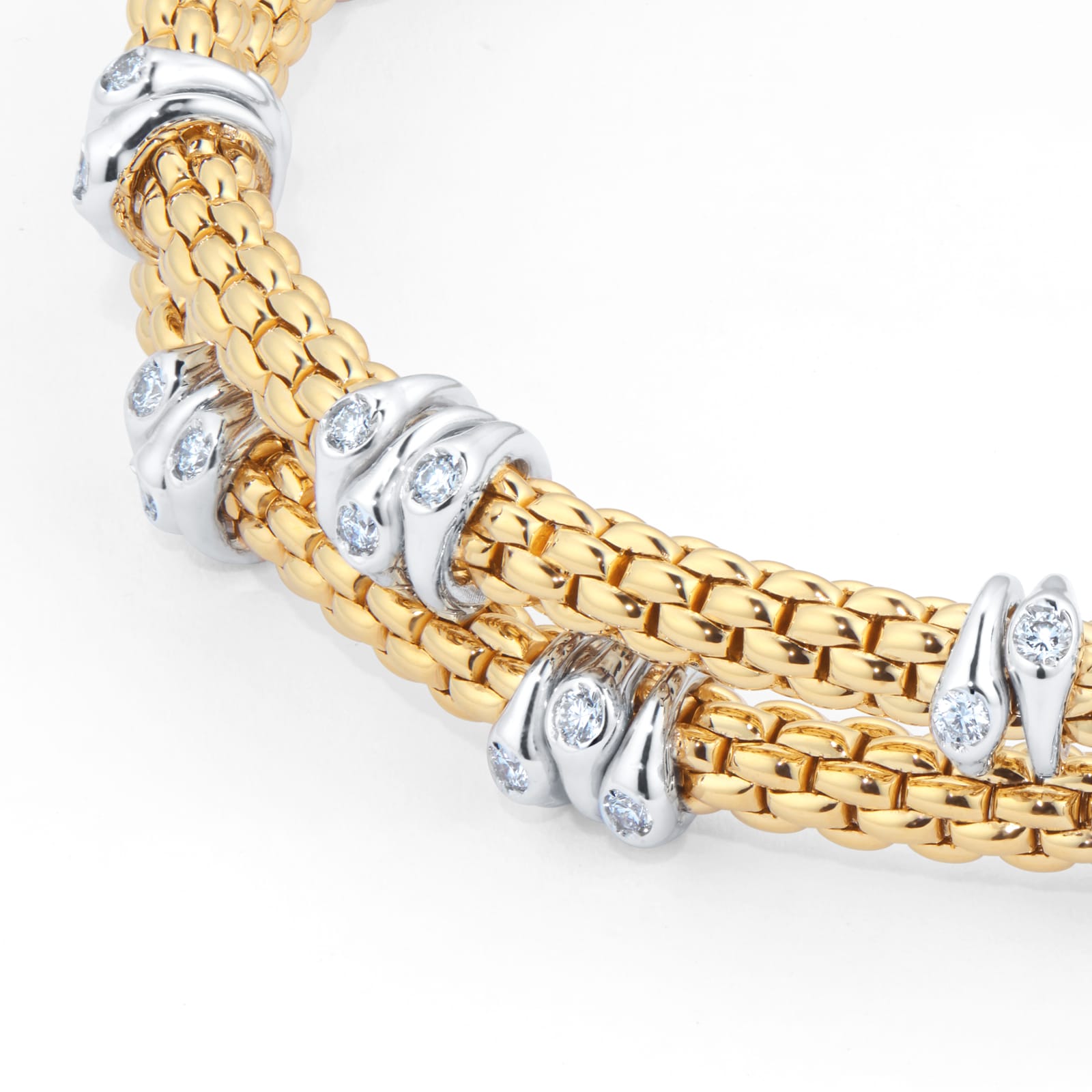 FOPE 18ct Yellow Gold Flex'it Prima Eyes Double 0.37cttw Diamond Bracelet FOPE 18ct Yellow Gold Flex'it Prima Eyes Double 0.37cttw Diamond Bracelet
