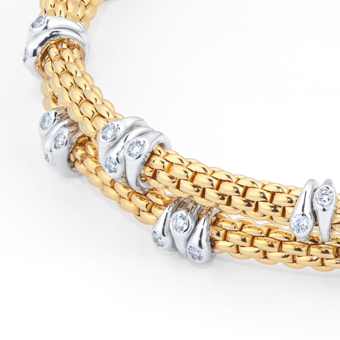 FOPE 18ct Yellow Gold Flex'it Prima Eyes Double 0.37cttw Diamond Bracelet