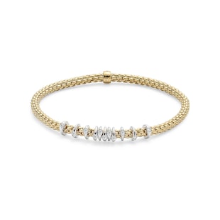 FOPE 18ct Yellow Gold Flex'it Prima Eyes 0.15cttw Diamond Bracelet