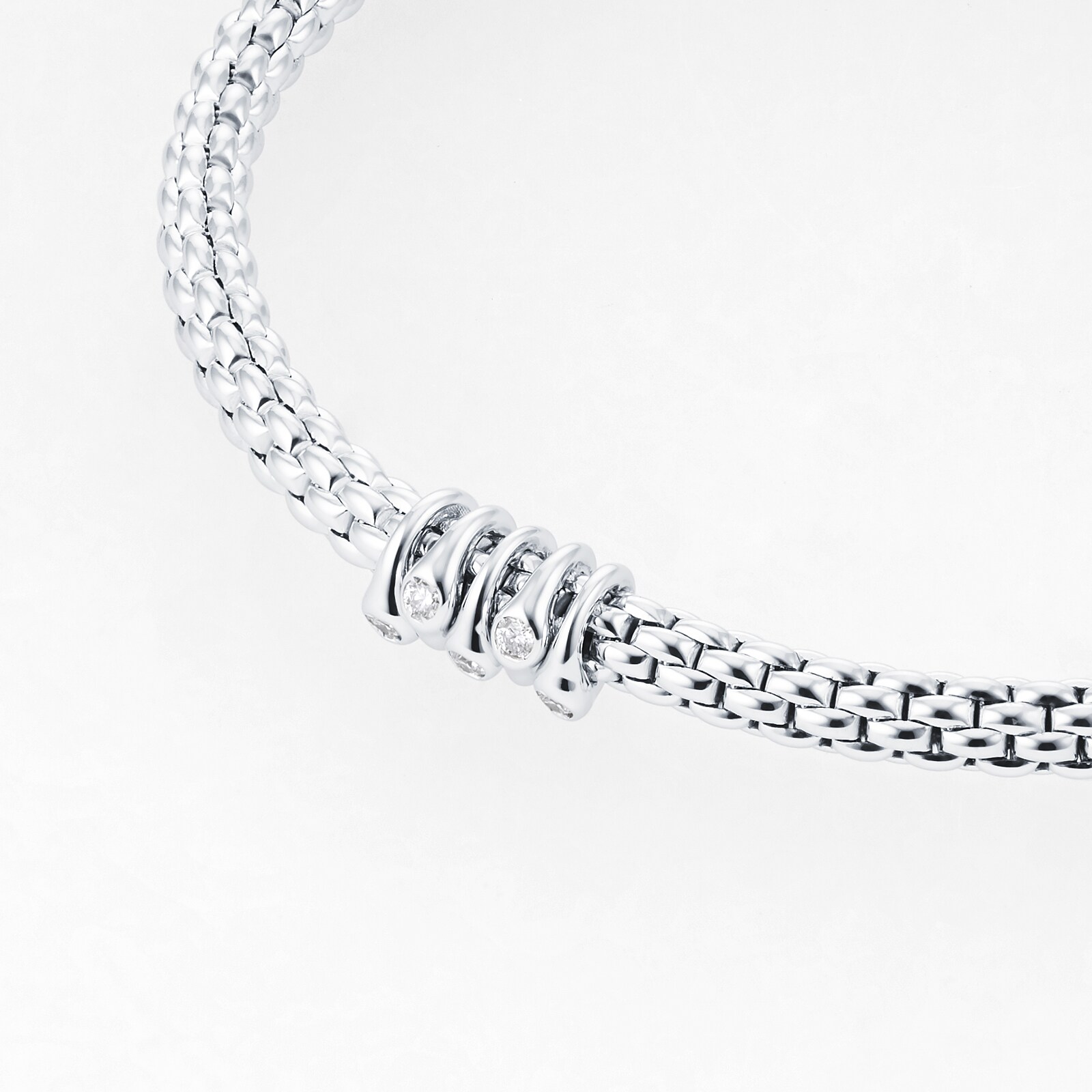FOPE 18ct White Gold Flex'it Prima 0.07cttw Diamond Bracelet FOPE 18ct White Gold Flex'it Prima 0.07cttw Diamond Bracelet