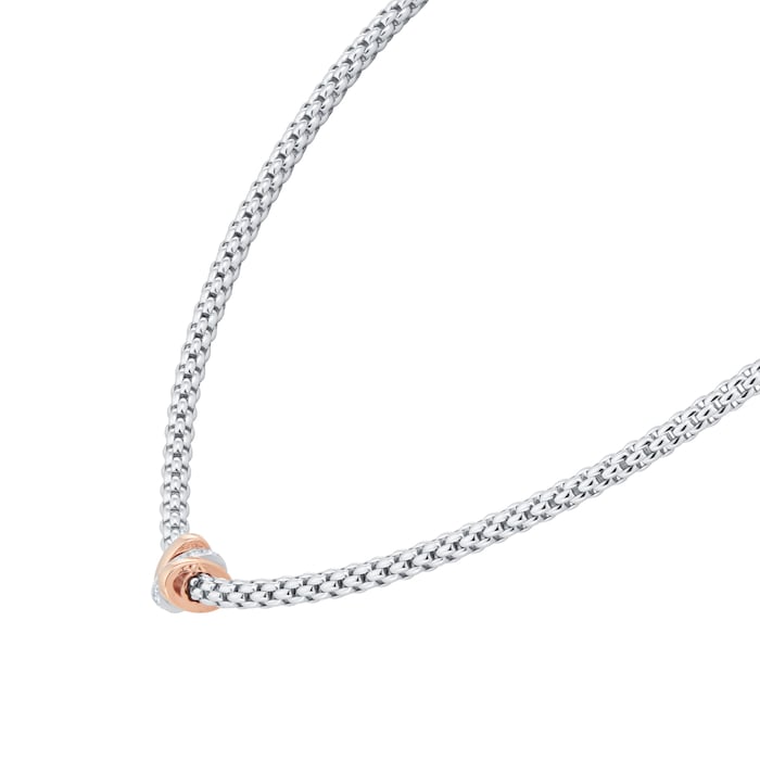 FOPE 18ct White Gold Flex'it Prima Pave 0.10cttw Diamond Necklace