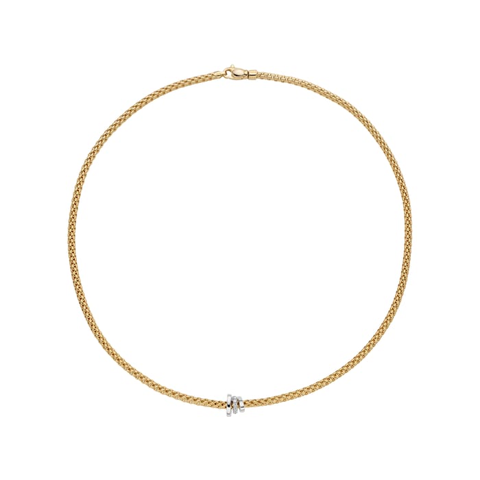 FOPE 18ct Yellow Gold Flex'it Prima 0.10cttw Diamond Necklace