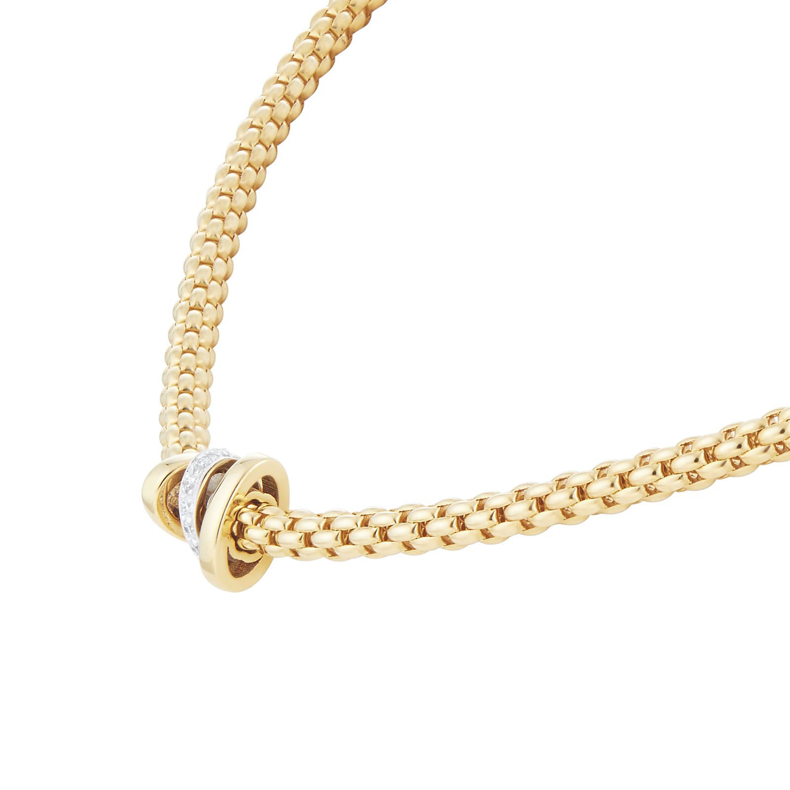 FOPE 18ct Yellow Gold Flex'it Prima 0.10cttw Diamond Necklace 74408CX ...