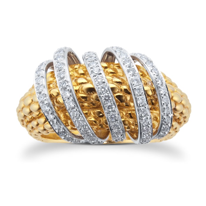 Fope 18ct Yellow & White Gold Flex'it Solo Ring - Ring Size N