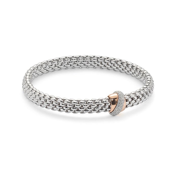 FOPE Flex'it Vendome White & Rose Gold Diamond Bracelet - Size Medium