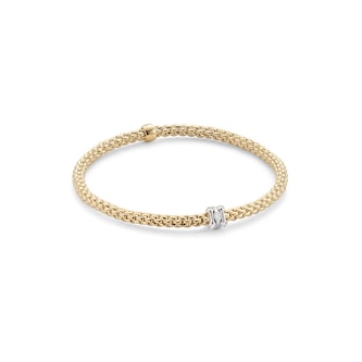 FOPE Flex'it Yellow Gold Diamond Prima Bracelet- Size Medium FOPE Flex'it Yellow Gold Diamond Prima Bracelet- Size Medium
