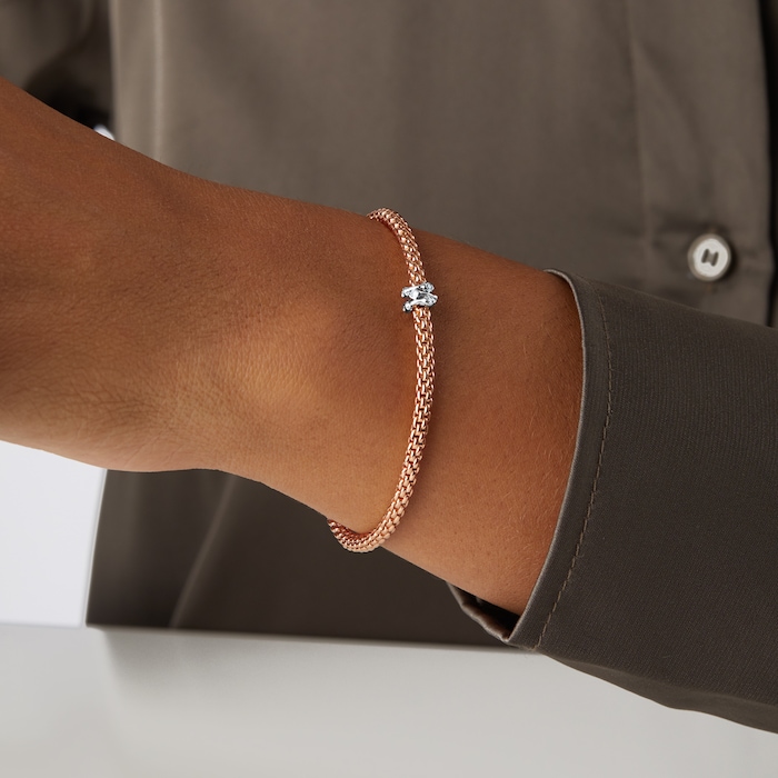 FOPE Flex'it Rose Gold Diamond Prima Bracelet- Size Medium