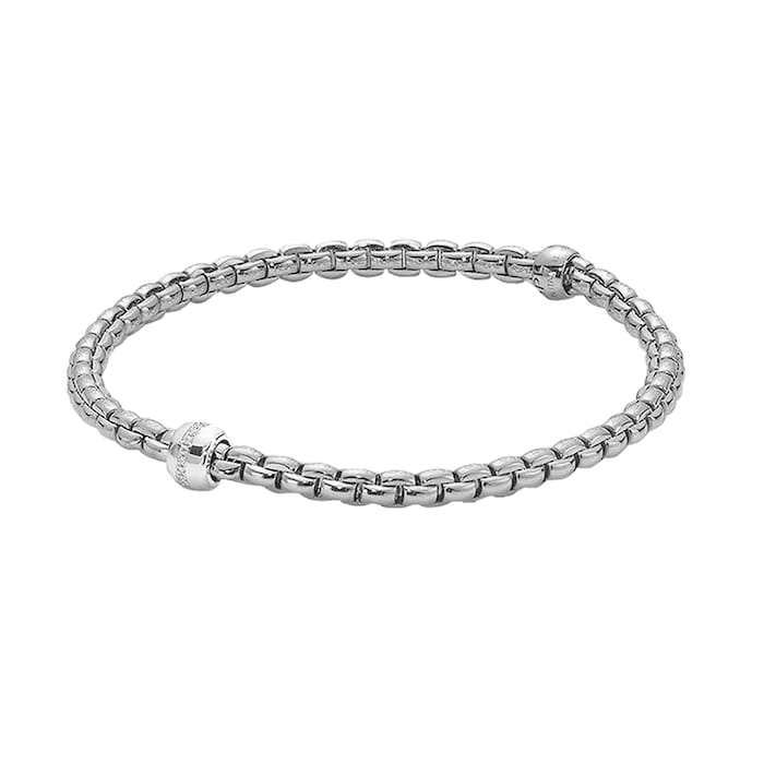 FOPE 18ct White Gold Flex'it Eka Tiny Diamond Bracelet