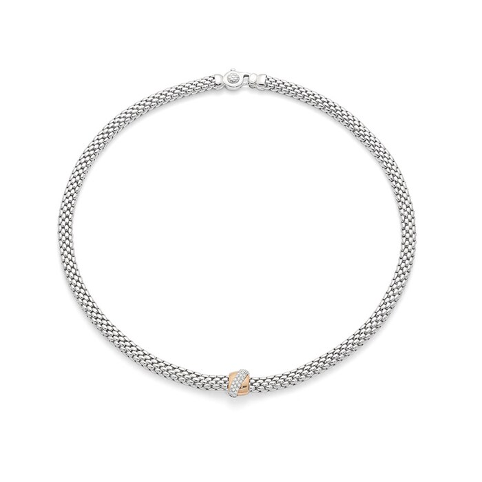 FOPE Flex'it Vendome White & Rose Gold Diamond Necklace