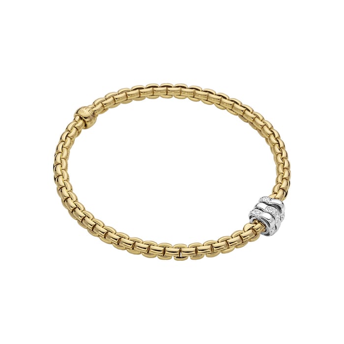 FOPE 18ct Yellow Gold Eka Tiny 0.16cttw Diamond Bracelet