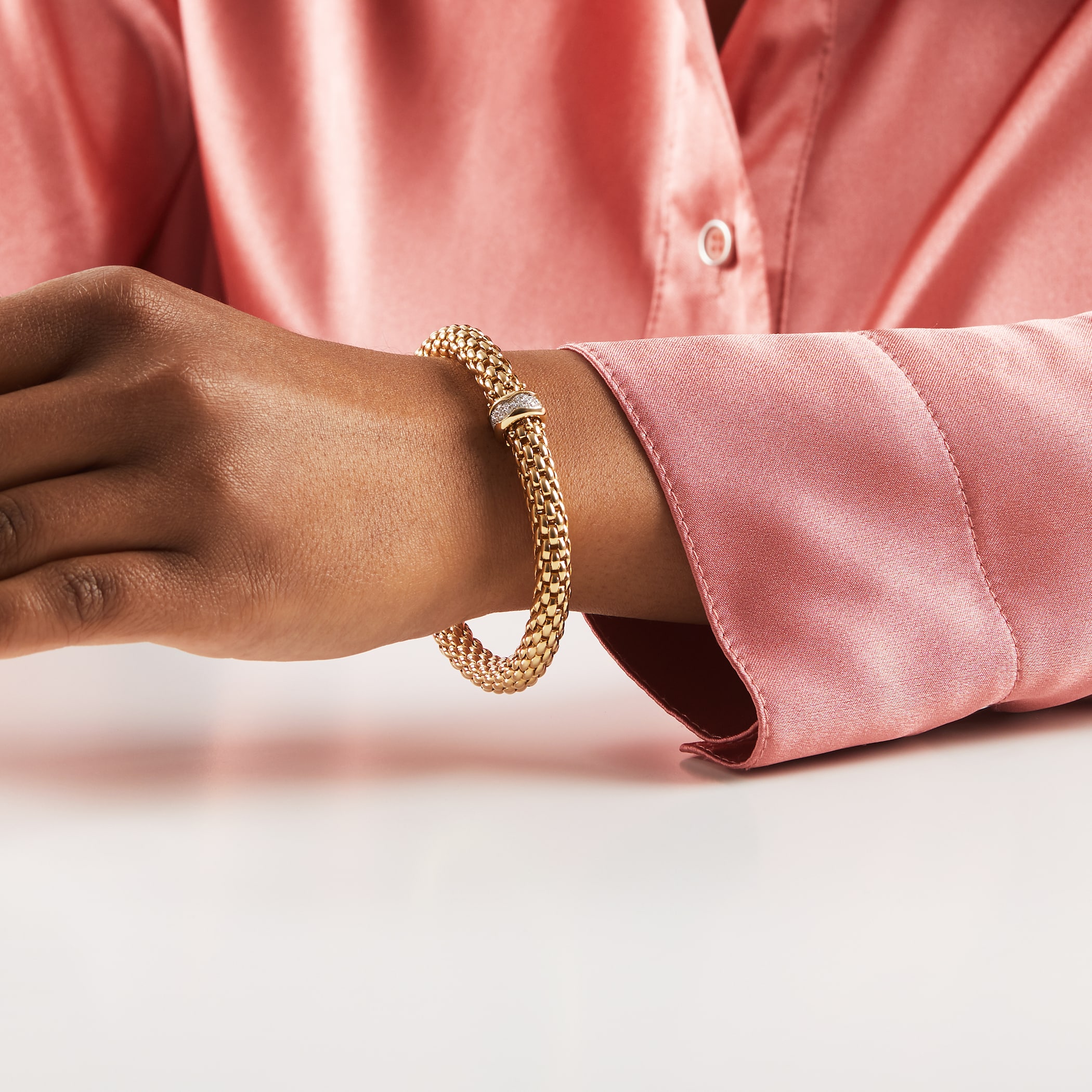 FOPE 18ct Yellow Gold Love Nest Flex'it 0.33ct Diamond Bracelet