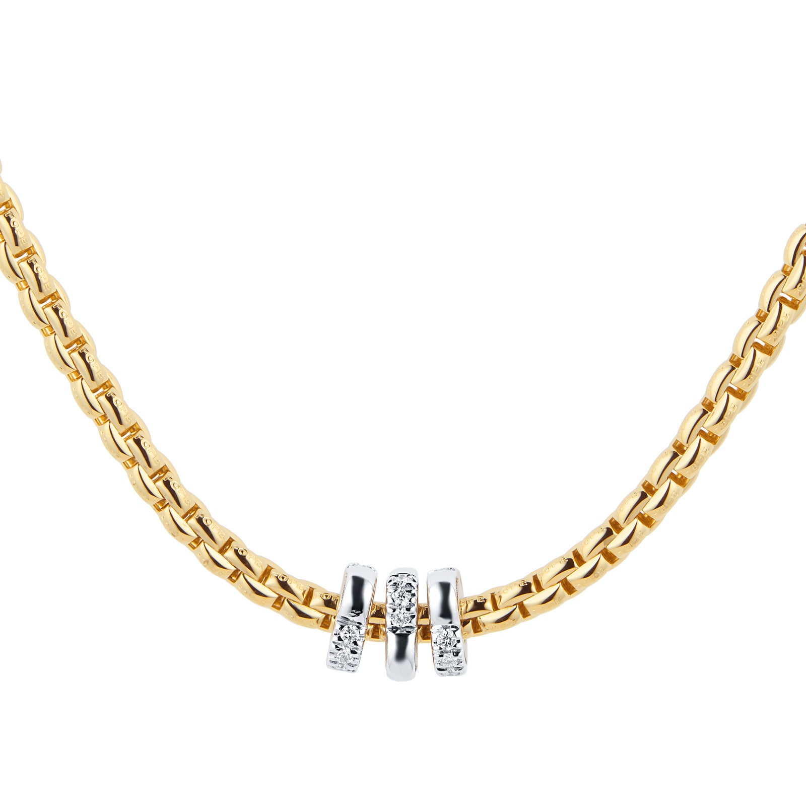FOPE 18ct Yellow Gold Eka Tiny 0.16cttw Diamond Necklace FOPE 18ct Yellow Gold Eka Tiny 0.16cttw Diamond Necklace