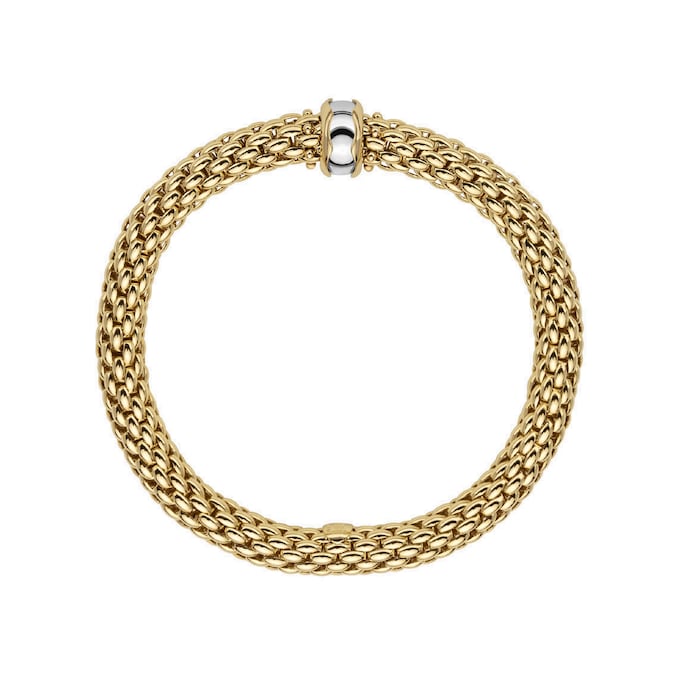 Fope 18k Yellow Gold 0.12cttw Diamond Love Nest Bracelet - Size Medium
