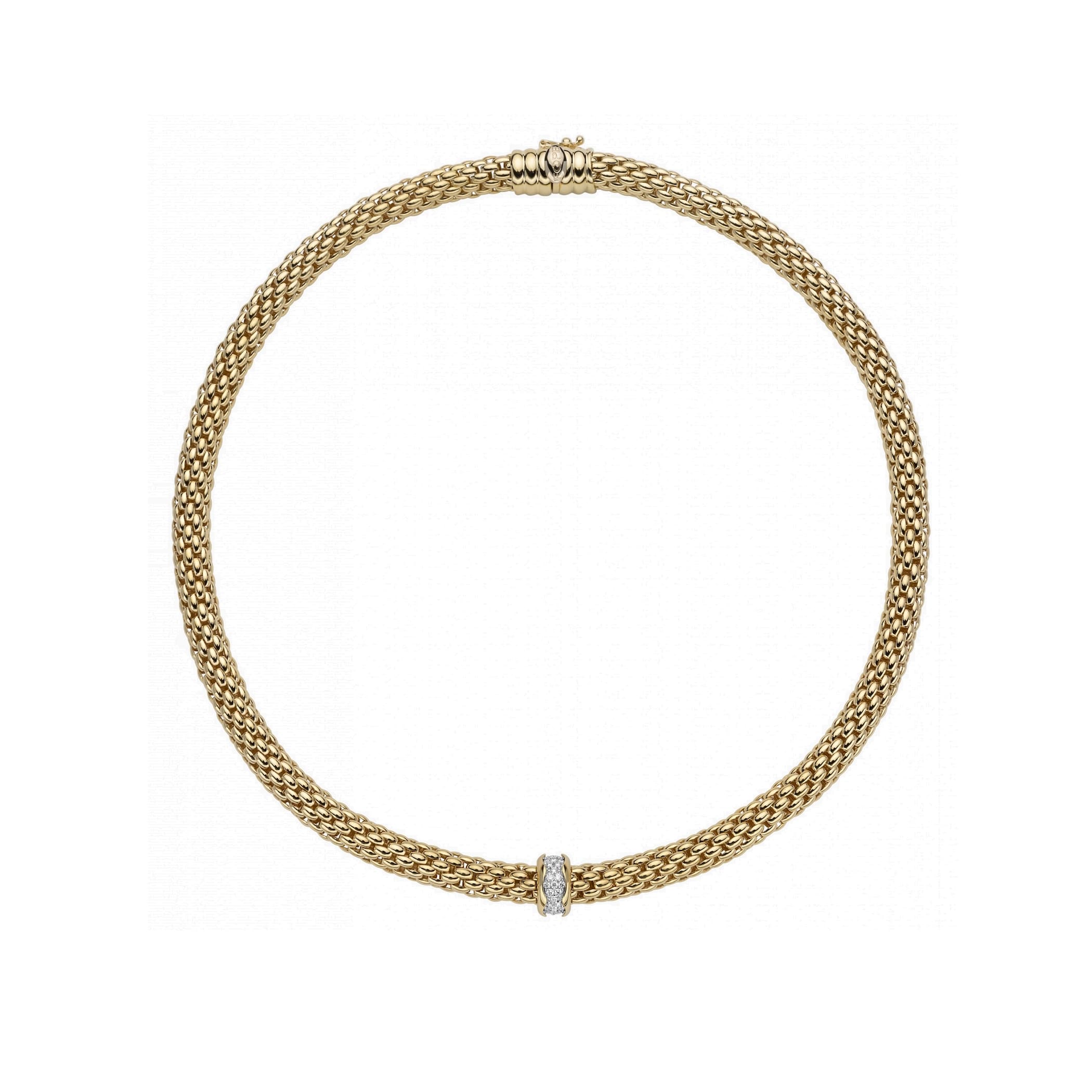 Fope 18ct Yellow Gold 0.12cttw Diamond Love Nest Necklace