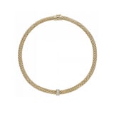 Fope 18k Yellow Gold 0.12cttw Diamond Love Nest Necklace