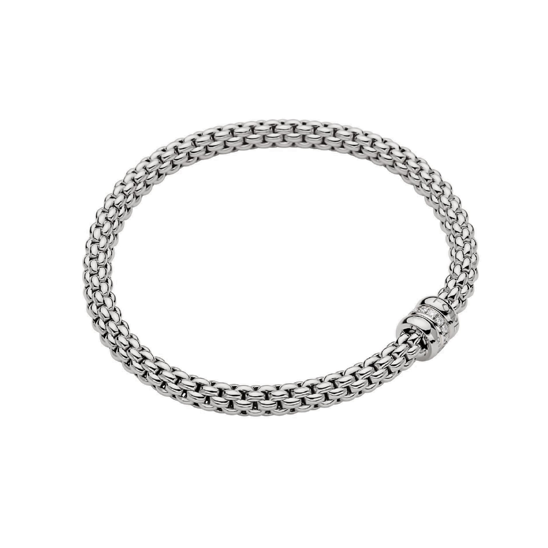 Fope 18k White Gold 0.10cttw Diamond Solo Bracelet - Size Medium Fope 18k White Gold 0.10cttw Diamond Solo Bracelet - Size Medium