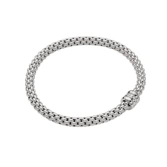 Fope 18k White Gold 0.10cttw Diamond Solo Bracelet - Size Medium Fope 18k White Gold 0.10cttw Diamond Solo Bracelet - Size Medium