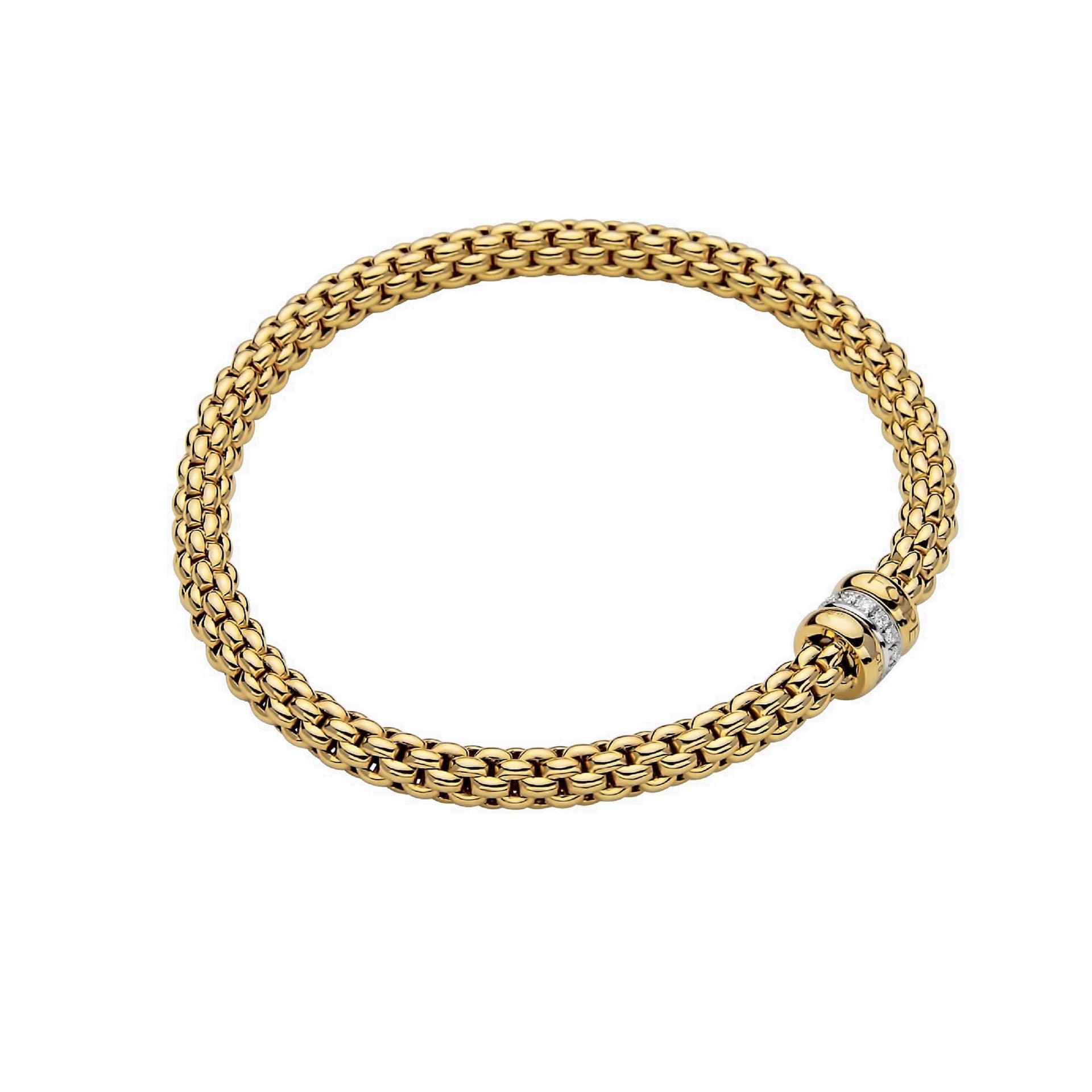 Fope 18k Yellow Gold 0.10cttw Diamond Solo Bracelet - Size Medium