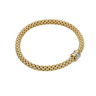 Fope 18k Yellow Gold 0.10cttw Diamond Solo Bracelet - Size Medium Fope 18k Yellow Gold 0.10cttw Diamond Solo Bracelet - Size Medium