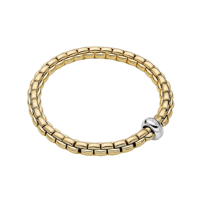 Fope 18k Yellow Gold 0.13cttw Diamond EKA Bracelet - Size Small