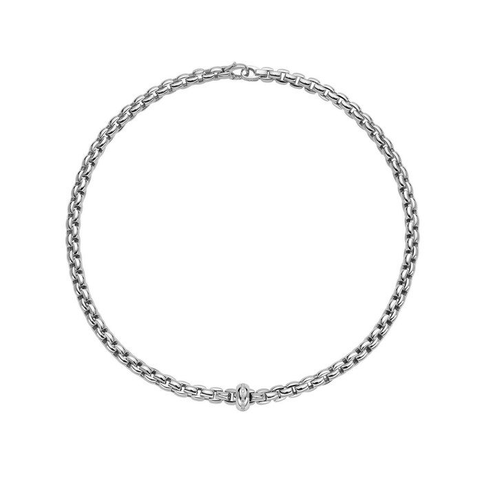 Fope 18k White Gold 0.13cttw Diamond EKA Necklace