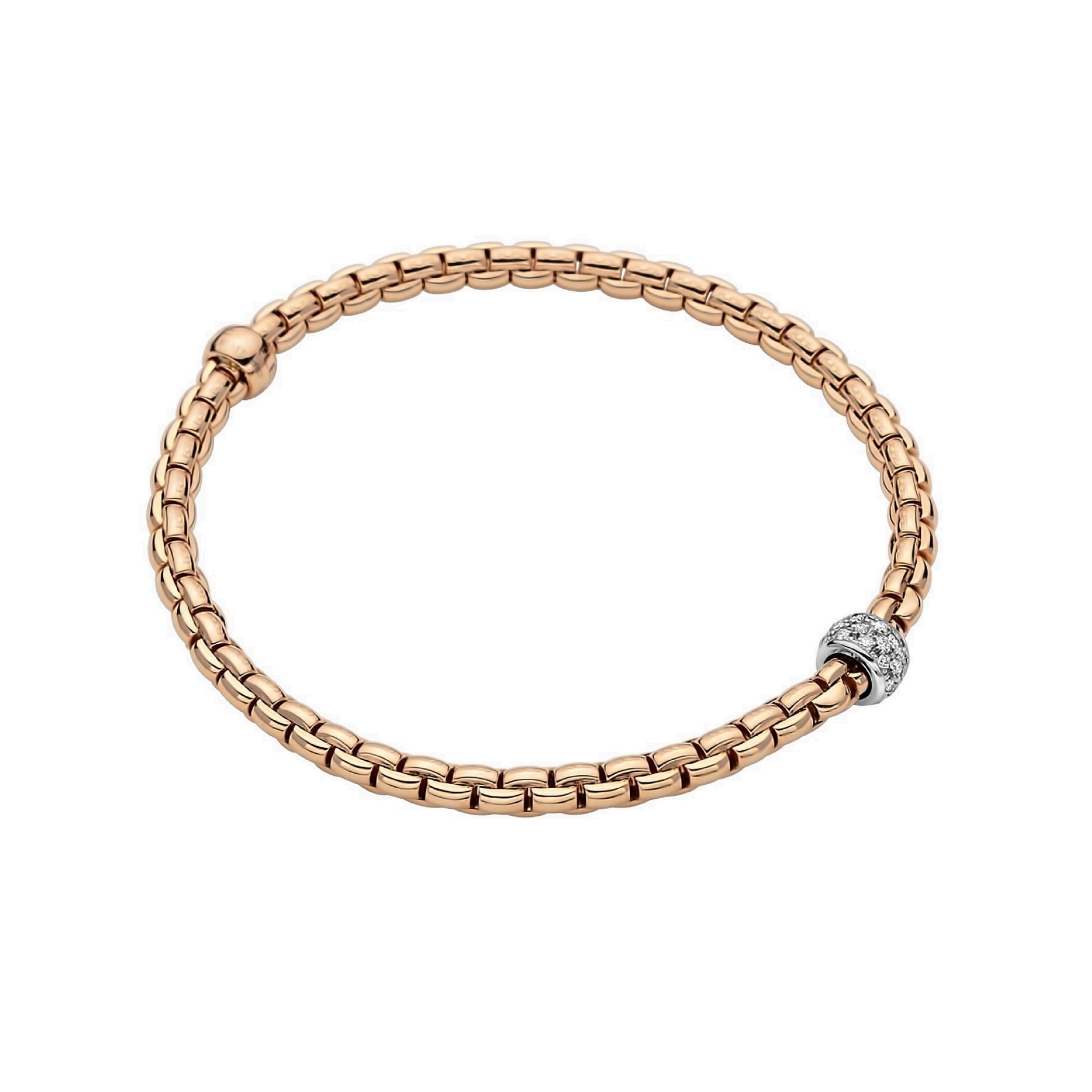 Fope 18ct Rose Gold 0.19cttw Diamond EKA Tiny Bracelet - Size Medium