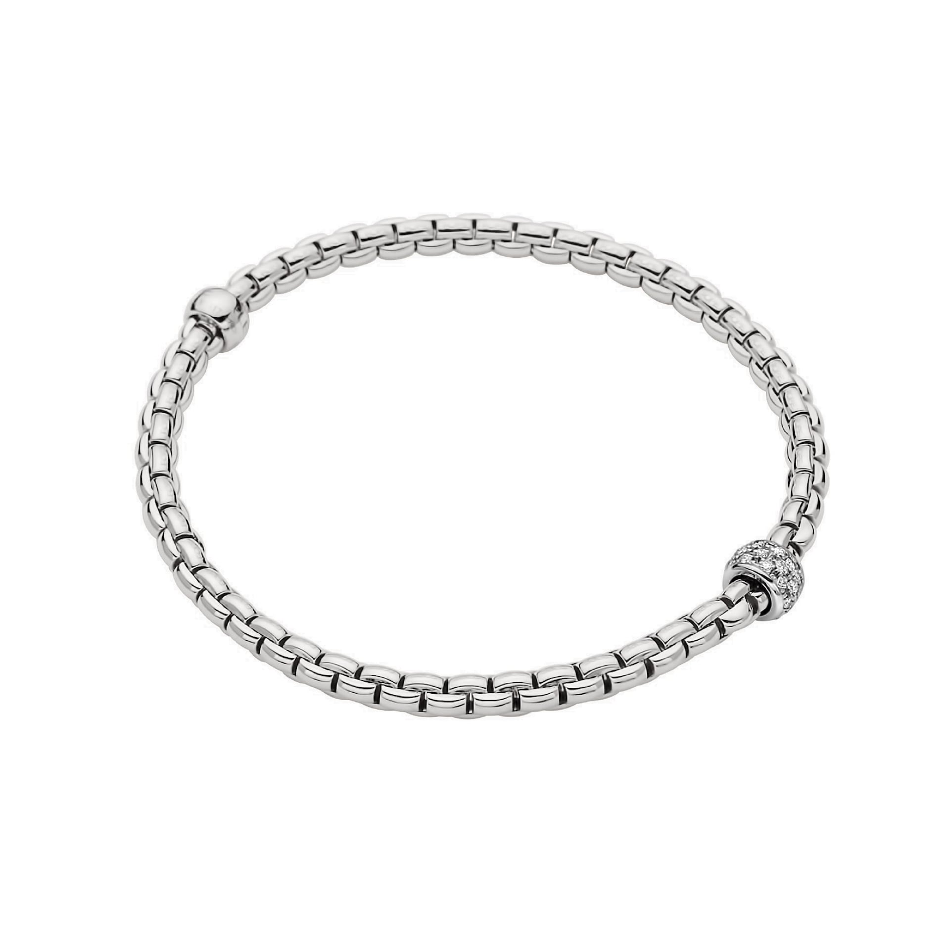 Fope 18k White Gold 0.19cttw Diamond EKA Tiny Bracelet - Size Small