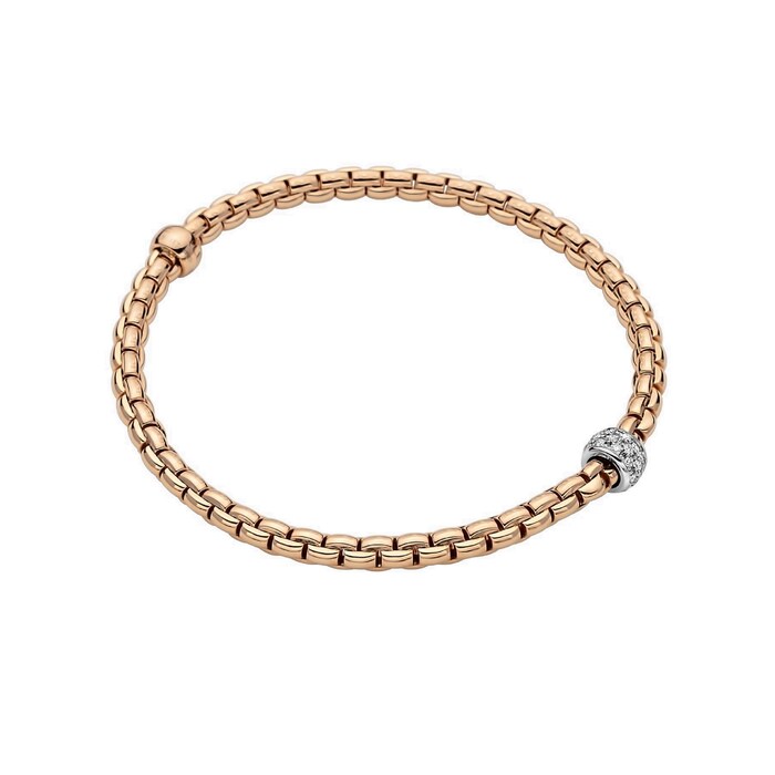 Fope 18ct Rose Gold 0.19cttw Diamond EKA Tiny Bracelet - Size Small
